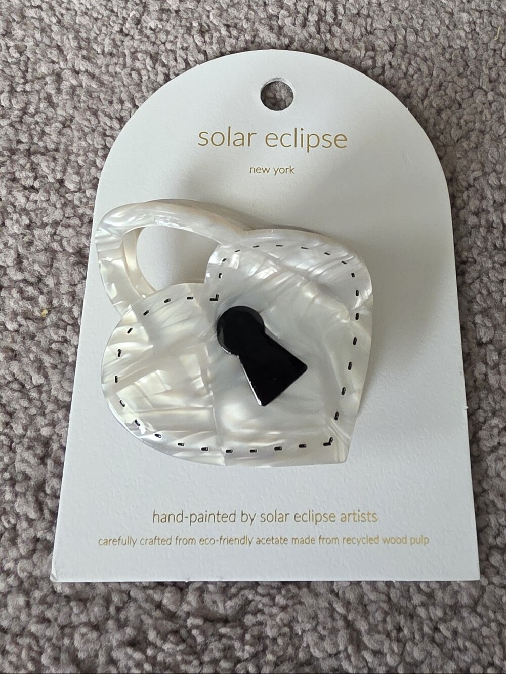 Solar Eclipse Hand Painted Heart Locket Hair Clip